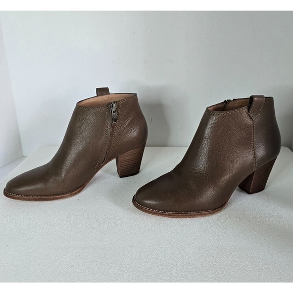 Madewell Billie ANKLE Boots Wet Pebble Gray TAUPE SZ 7 Short Side Zip Boots - Picture 4 of 8